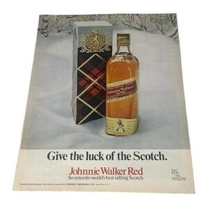 1970 Johnnie Walker Red Give the Luck of the Scotch Original Vintage Print Ad
